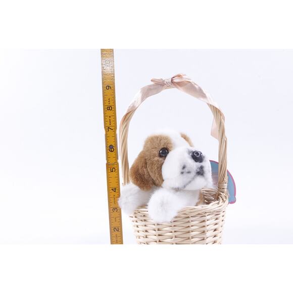 Adorable, Puppy in Basket, Gift Plush With Tag, White Brown, Dog, Interior - Picture 4 of 4